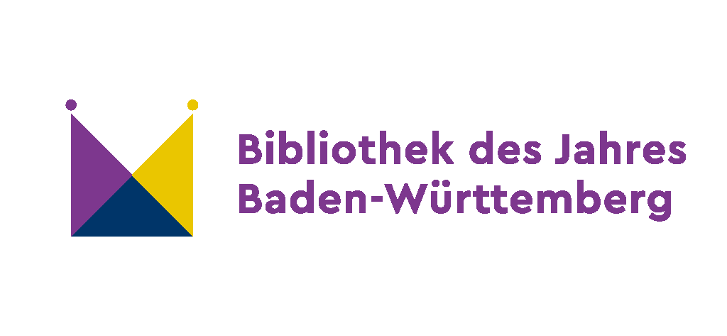 Auf diesem Bild ist die Aufschrift Biblitheken des Jahres Baden-Württemberg 2025 zu erkennen. 