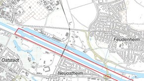 Abbildung 2: Suchraum für Gewässerentwicklungsmaßnahmen am Neckar in Mannheim