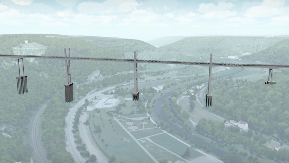 Visualisierte Tragwerksplanung am Beispiel der Hochbrücke Horb im Zuge der B 32, Quelle: V-KON.media GmbH, Trier Visualisierte Tragwerksplanung am Beispiel der Hochbrücke Horb im Zuge der B 32
