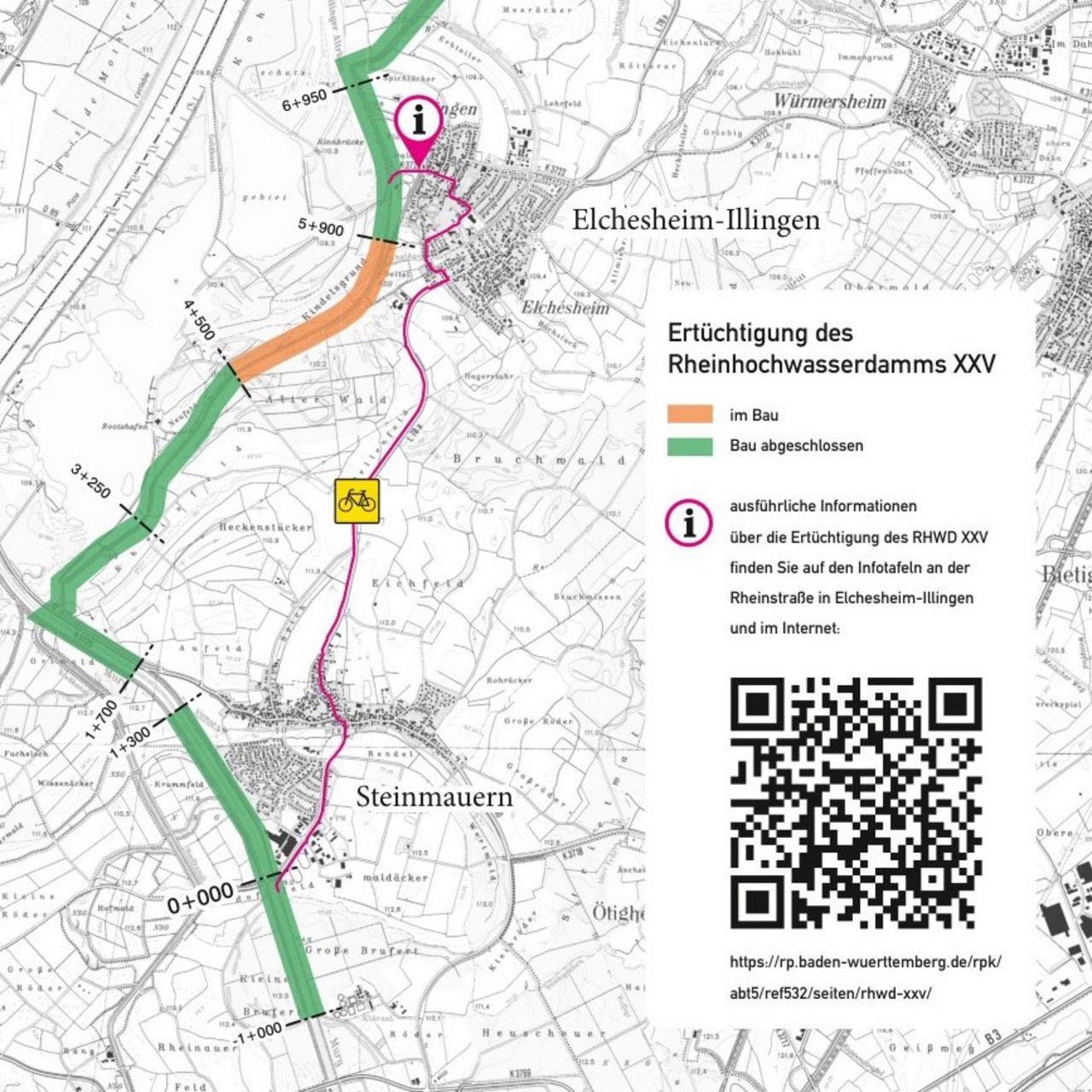RHWD XXV: Lageplan Baufortschritt und Radwegumleitung