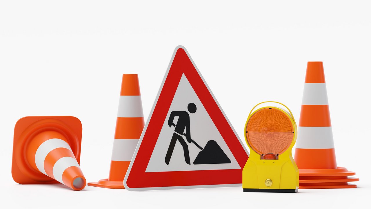 Baustellenschild, Absperrungsleuchte Absperrung, Baustellenschild