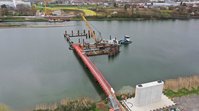 Neckarbrücke Schiffsabweiser im Bau – Blickrichtung Nord