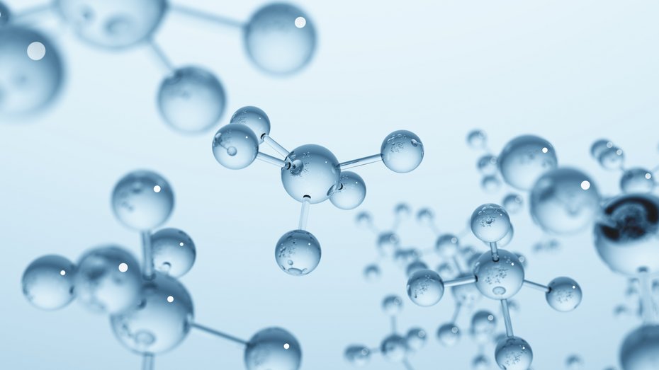 Blaue Molekülstruktur 3D-Darstellung