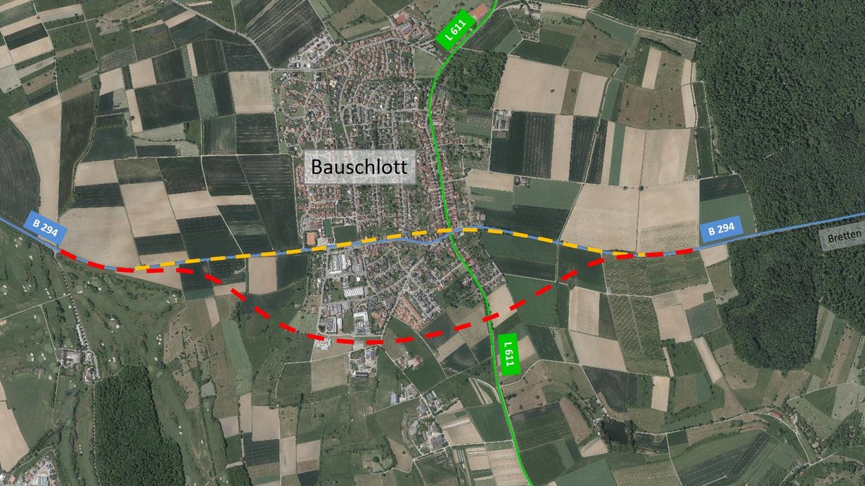 Planungsgebiet der Ortsumfahrung Bauschlott