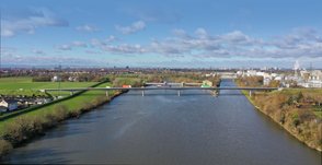 Zu sehen ist eine Visualisierung der neuen Neckarbrücke bei Ladenburg