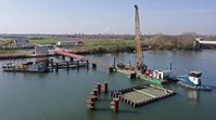 Neckarbrücke Hilfssteg im Bau – Blickrichtung Südwest