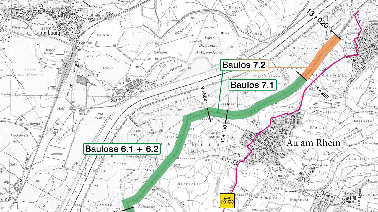 Lageplan Baufortschritt und Radwegumleitung