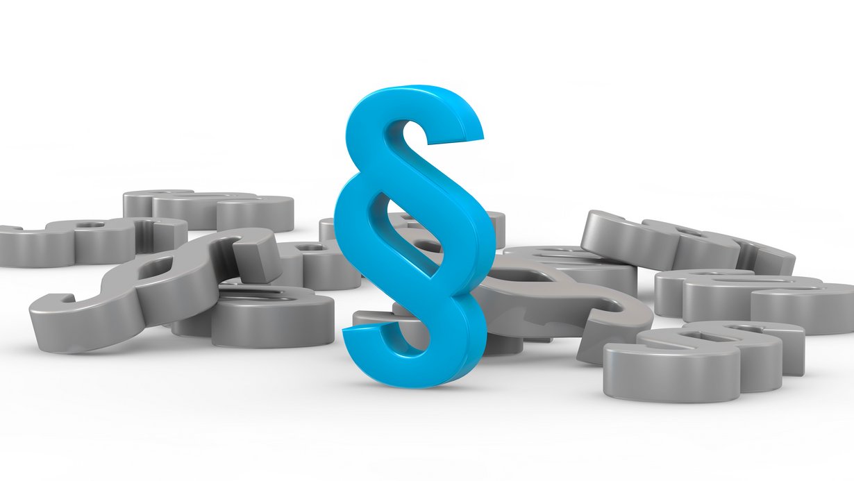 Paragraphenzeichen, blaues Zeichen vorne Mitte