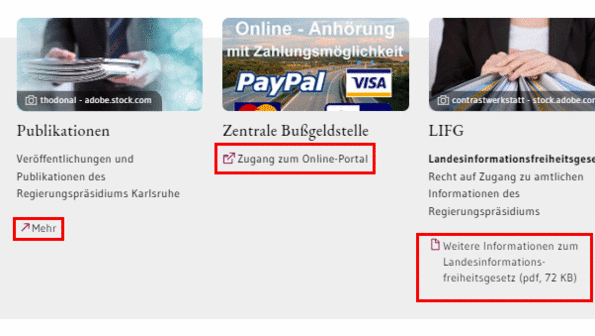 Ausschnitt Internetseite mit rot umrandetem Feld. Im Feld werden die einzelnen Zeichen gezeigt. Pfeil nach rechts oben. Pfeil nach rechts oben, der sich in einem Viereck befindet. Dokumentsymbol.