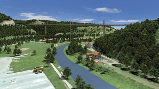 Blick von Westen in Richtung Hallenbad