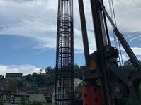 Einbringung der Pfahlbewehrung