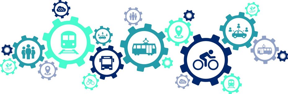 Neues Mobilitätskonzept Neue Mobilität – Rad- und Fußverkehr, ÖPNV und Motorisierter Individualverkehr greifen wie Zahnräder ineinander