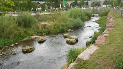 Gelände der Landesgartenschau - Zufluss der Waldach zur Nagold in Nagold Gelände der Landesgartenschau - Zufluss der Waldach zur Nagold in Nagold