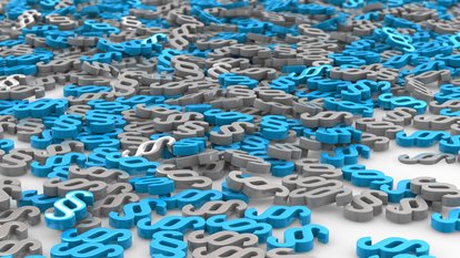 Fläche mit Paragraphenzeichen Blaue und graue Paragraphenzeichen